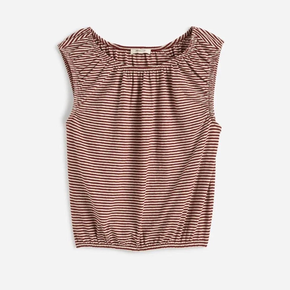 Madewell (New) Striped Short Sleeve Top — Brown (a hint of red) and Cream